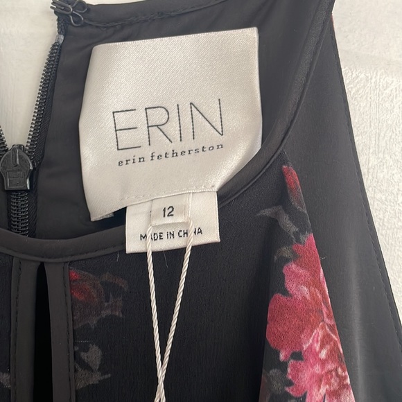 NWT Erin by Erin Fetherston black and floral Chiffon Gown size 12 - Picture 2 of 5